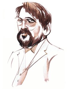 Achille-Claude Debussy, ranskalainen säveltäjä (1862-1918), seepia-mustemuotokuva.